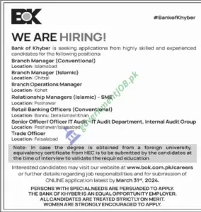 bank of khyber jobs apply online